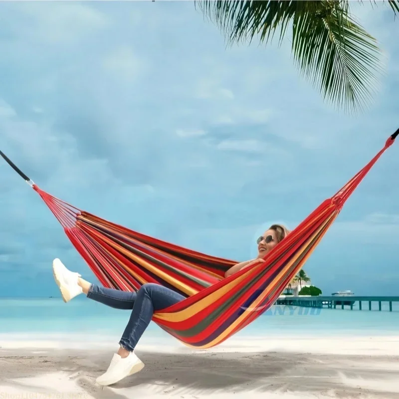 ใหม่กลางแจ้งในร่มผ้าใบเปลญวนเดี่ยวกลางแจ้ง Camping ในร่มเด็ก Swing หนาลาย HammockMulti Functional Hammock