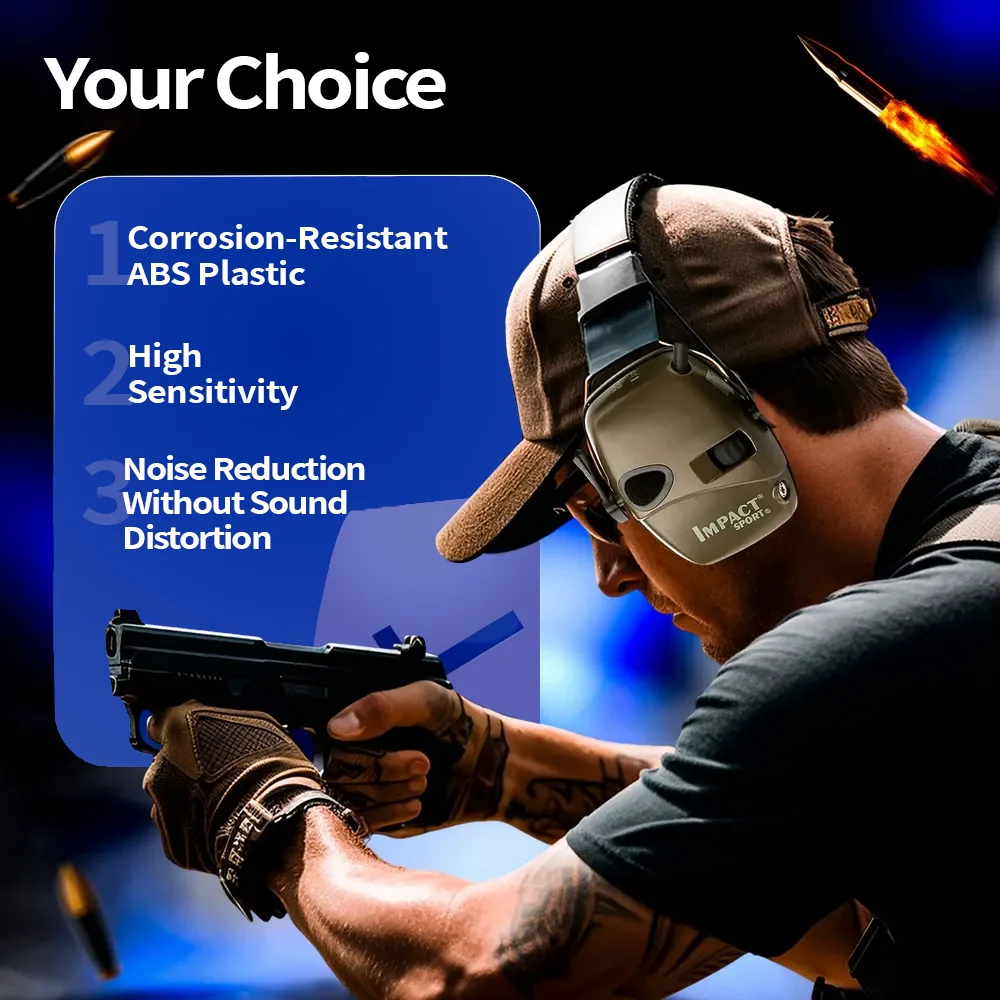 Cache-oreilles de tir électronique, tireurs de protection auditive, casque de chasse de protection auditive de portée de pistolet de réduction du bruit NRR 22dB