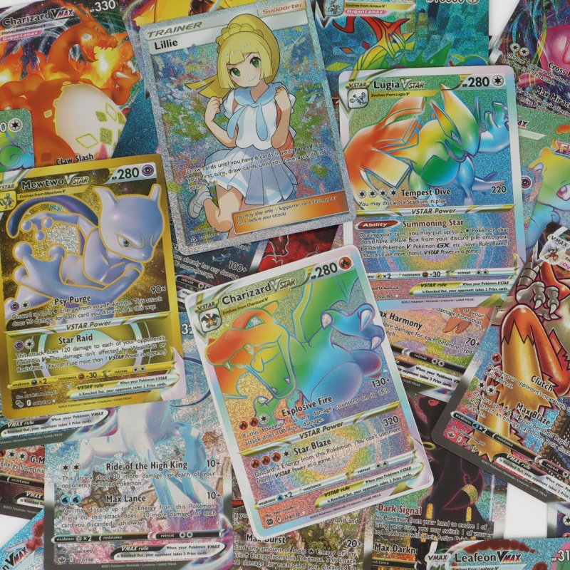 60/100 Stück englische Pokemon-Karten holografische EX Vstar Vmax GX Brief Regenbogen Arceus Charizard Mewtwo Evolution Handelskarte