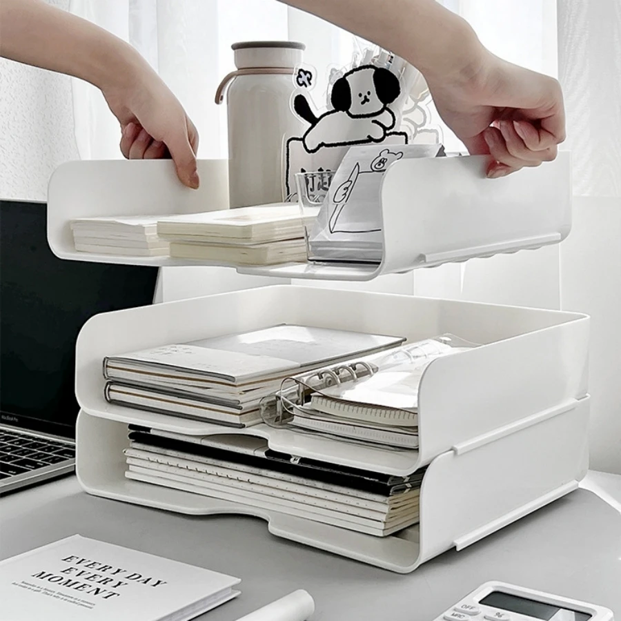 2pc, A4 File Storage Box Office Desktop Finishing Artifact Multi-functional Student Dormitory Bookshelf Desk Shelf