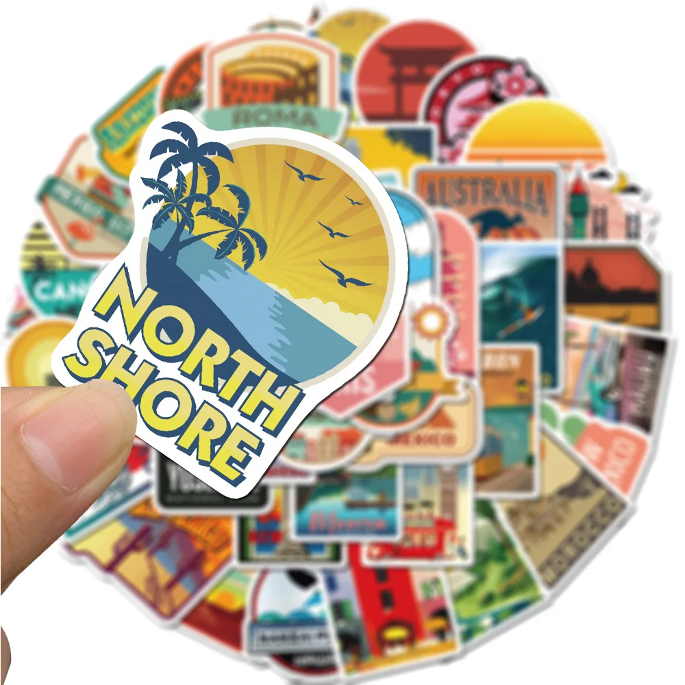 50 個新しいグローバル旅行都市風景ステッカーデカール DIY 電話ラップトップギター文具スクラップブックスケートボードおもちゃステッカー