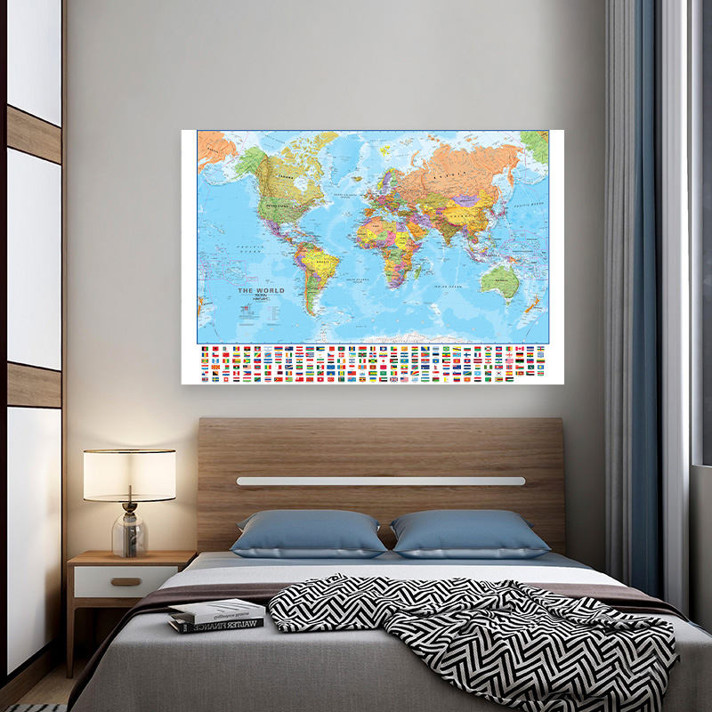 世界地図の壁の芸術のポスター,絵画のプリント,オフィスの吊り下げ画像,学用品,旅行の装飾,100x70cm