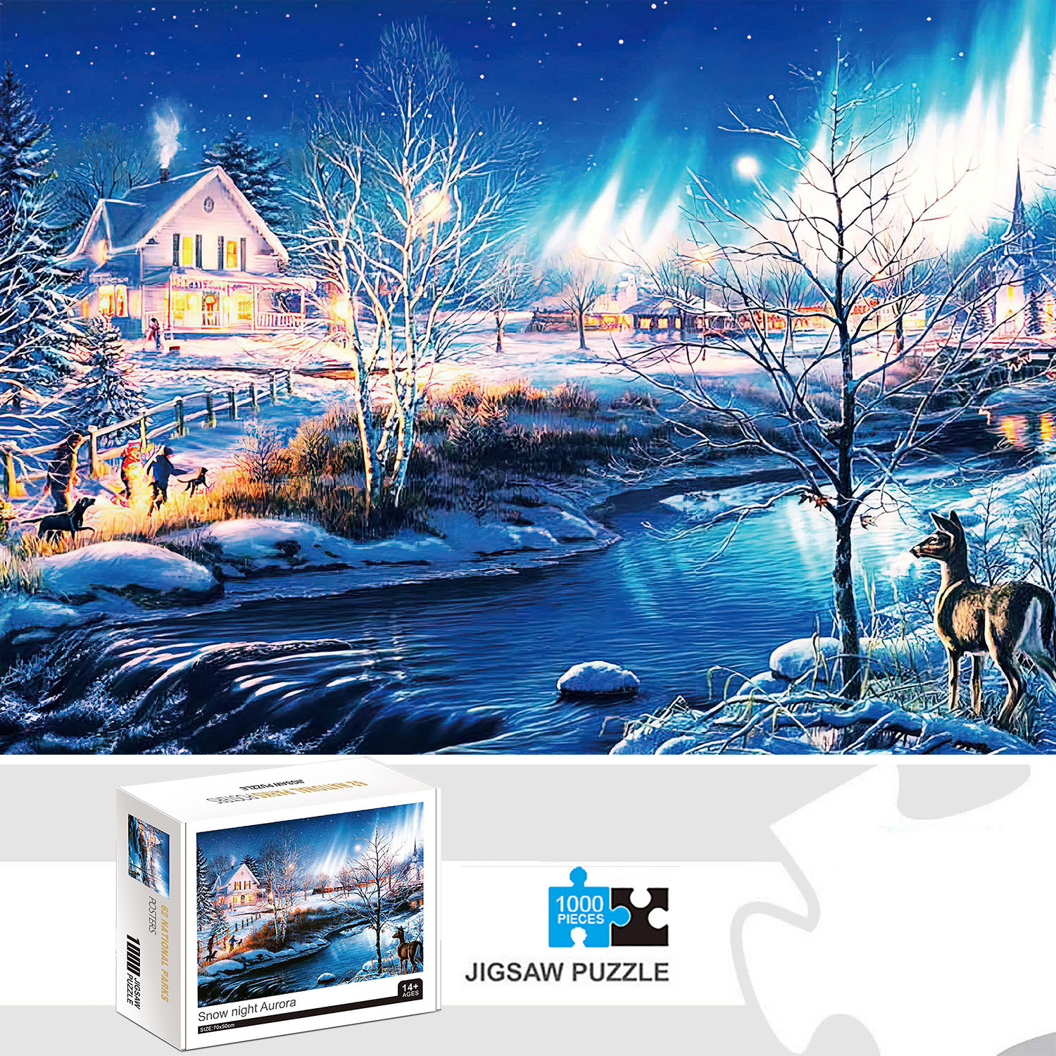 1000 pièces neige nuit Aurora puzzle pour adultes décor à la maison jeux famille amusant sol Puzzles jouets éducatifs