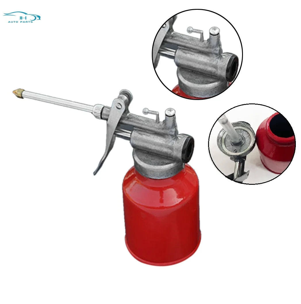 Tanque de aceite de 250ml, cuerpo fundido a presión con boquilla rígida, bomba de pulgar, engrasador de taller con junta de sellado, cubierta de aluminio, cubierta de plástico
