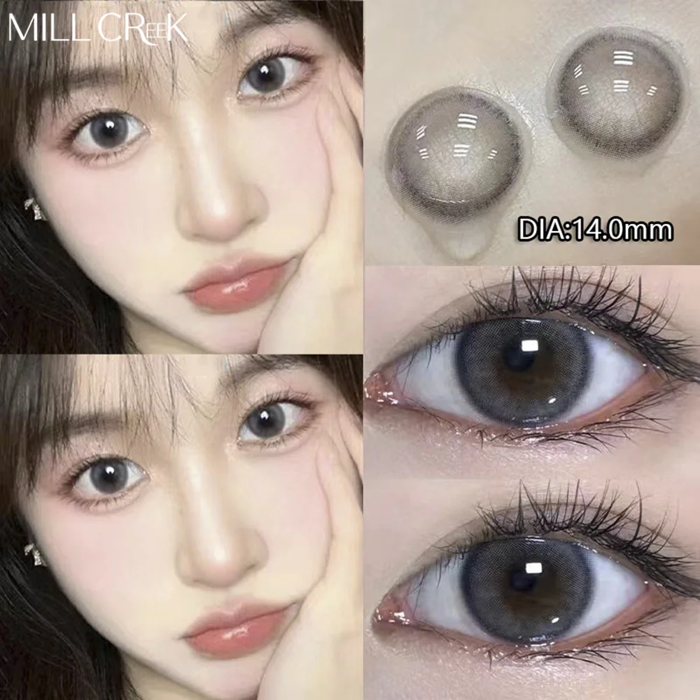 Xã MILL CREEK 2 Đôi Mắt Tự Nhiên Liên Lạc Với Ống Kính Với Cận Thị Đơn Thuốc Xanh Dương Tròng Màu Khói Đen Tròng Kính Làm Đẹp Học Trò Trang Điểm Hàng Năm
