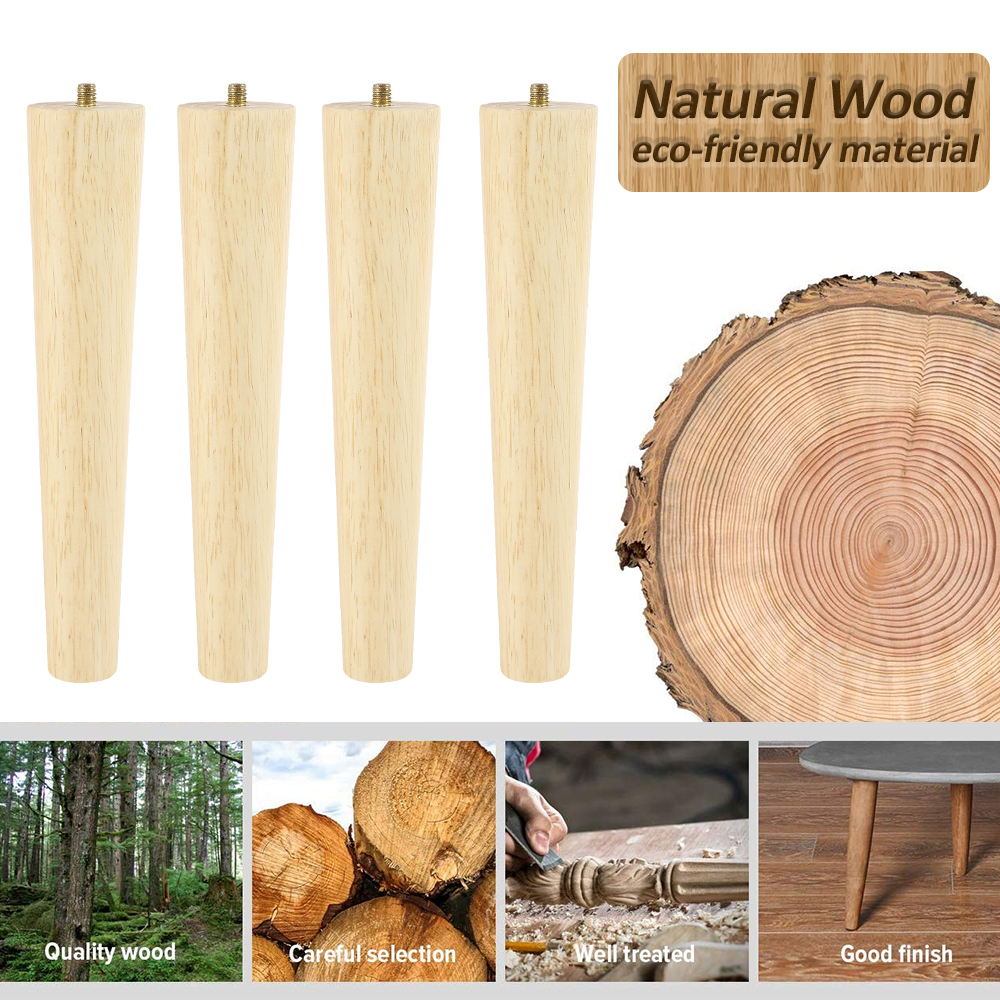 4Pcs Furniture Legs Solid Wood Sofa Table TV Cabinet Support Stabilize Feet Non-slip Tea table Wardrobe Oblique/Straight