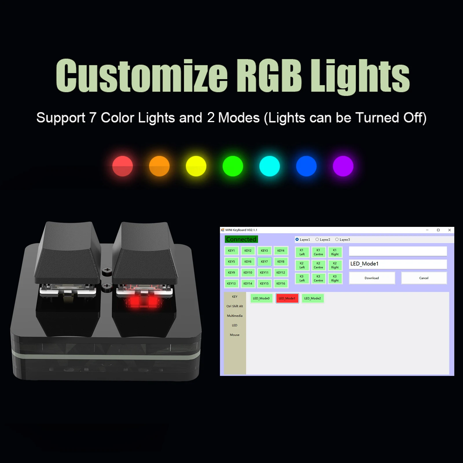 Macropad-teclado de programación Macro RGB, Mini intercambio en caliente para videojuegos, teclado con perilla personalizada, interruptor rojo, perilla de 3 teclas para Photoshop Multimedia
