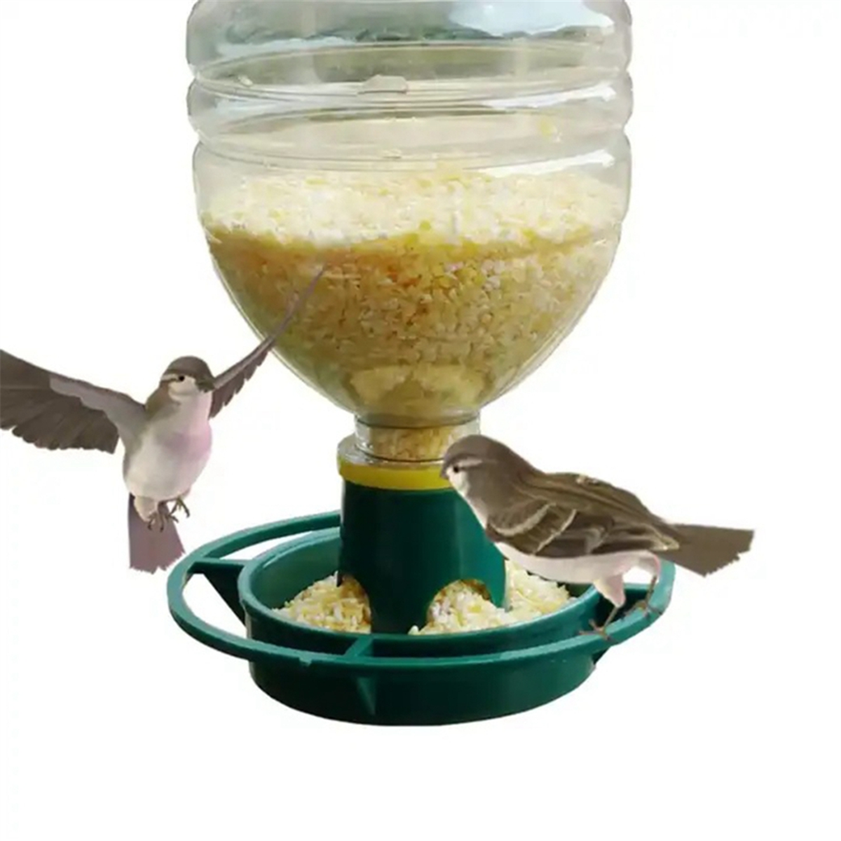 Outdoor Bird Feeder Automatic Hanging Plastic Feed Bowl for Parrot Pigeon Pet Indoor Bottle Mouth Docking 1PCS