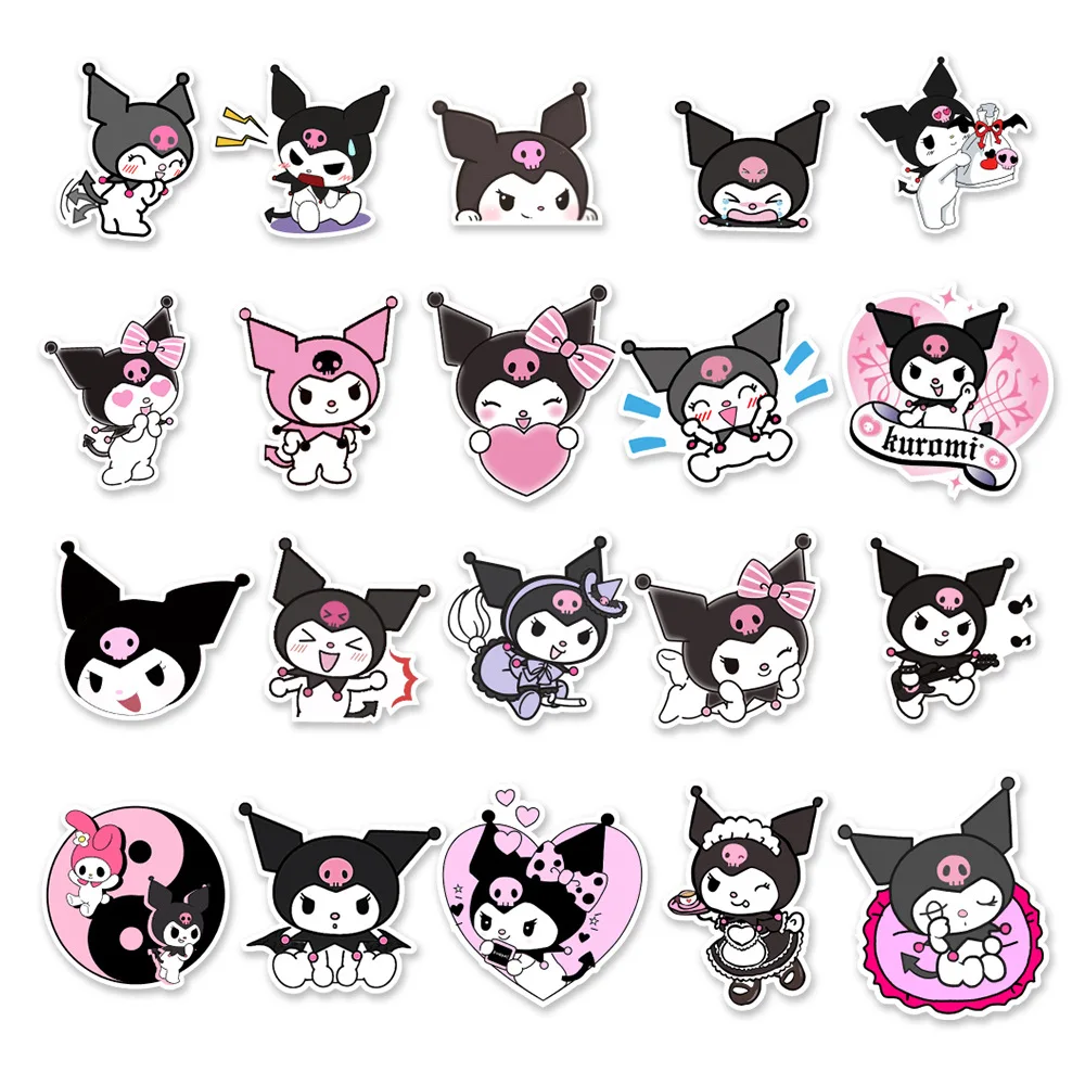 50 pçs sanrio anime kuromi adesivos portátil skate guitarra mala motocicleta graffiti decalque à prova dwaterproof água kawaii adesivo brinquedo