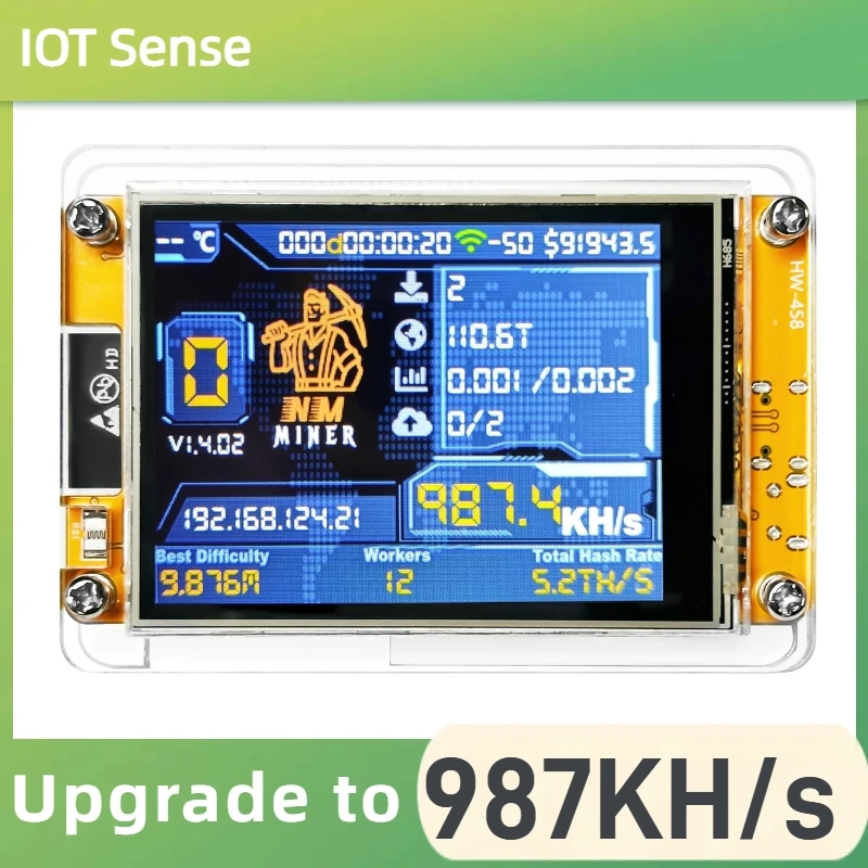 Bitcoin Lucky Miner dla nerdów komputerowych NMMiner Solo Lottery Hashrate 987KH/s ESP32 2.8 calowy wyświetlacz Crypto ESP32-2432S028R DROOM