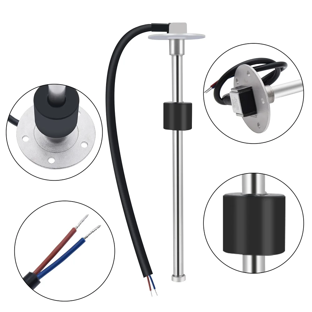 Medidor de nível de água com luz vermelha Sensor de nível de água Unidade de envio de água Carro marinho, 52mm, 0-190 Ohm