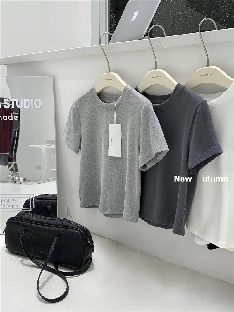Plus Size Loose Women's Short Sleeve T-Shirt Base Layer Trendy Korean Sle Inner Wear Top Summer Commute round Neck Polyester ...