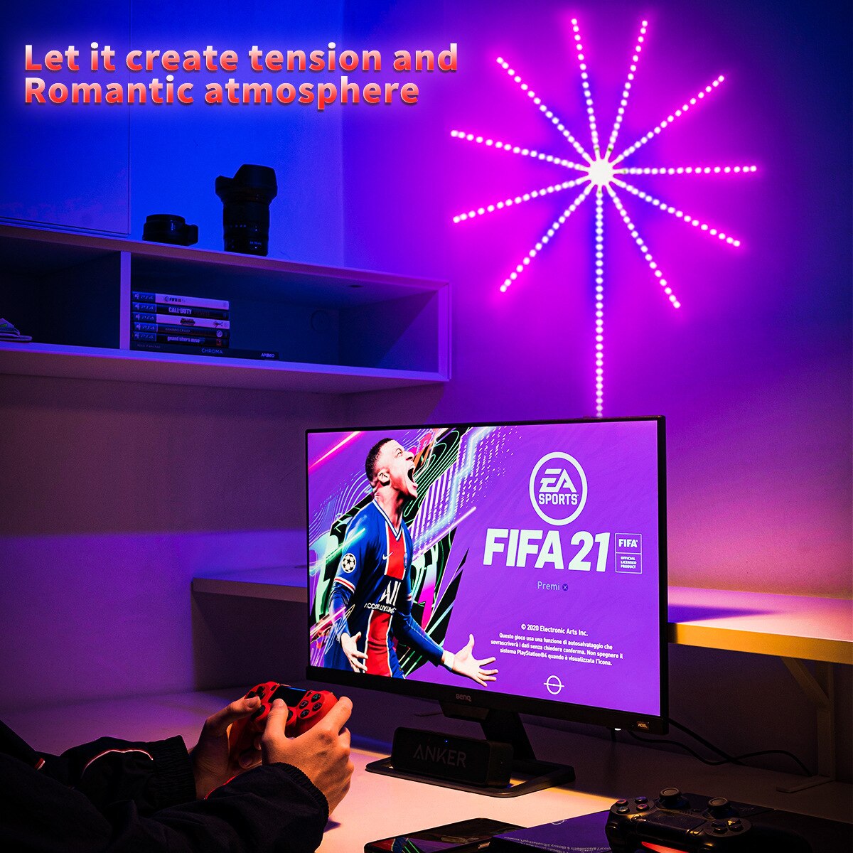 Smart Fireworks LED 5V Strip Light Kit with Remote Control Neon for Party New Year Christmas Bedroom Decoration Gift Lights