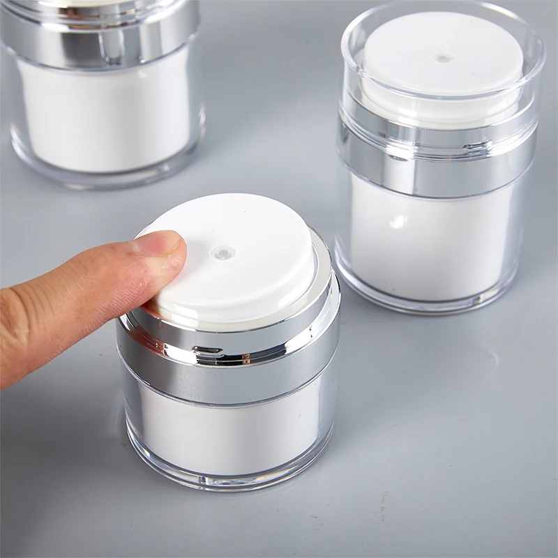 15/30/50ml 디스펜스 병 진공 디자인 크림 병 리필 가능 프레스 유형 모이스처 라이저 펌프 디스펜서 에어리스 펌프 용기