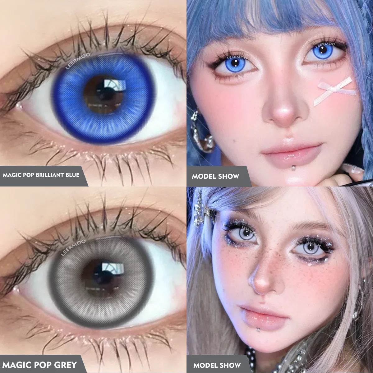 VISUASHOW Anime Farbkontaktlinsen, 2 Stück, Magic Pop, Halloween, farbige Kontaktlinsen, halbe jährliche grüne Kontaktlinsen für Cosplay