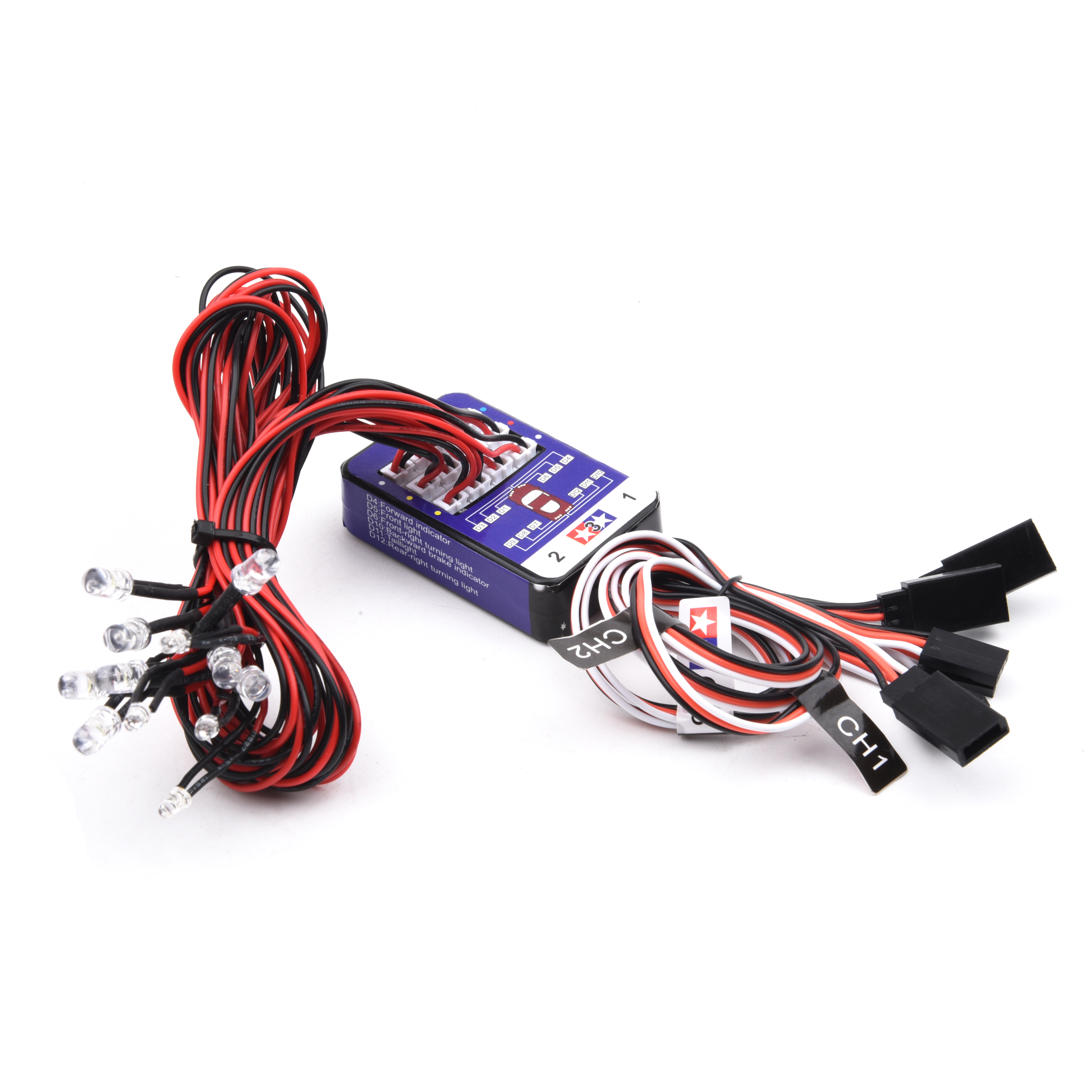 Luz Flash de freno de dirección de simulación, Kit de iluminación de 12 LED para modelos a escala 1/10, coche teledirigido Yokomo Tamiya HSP HPI AXIAL RC4WD TRX