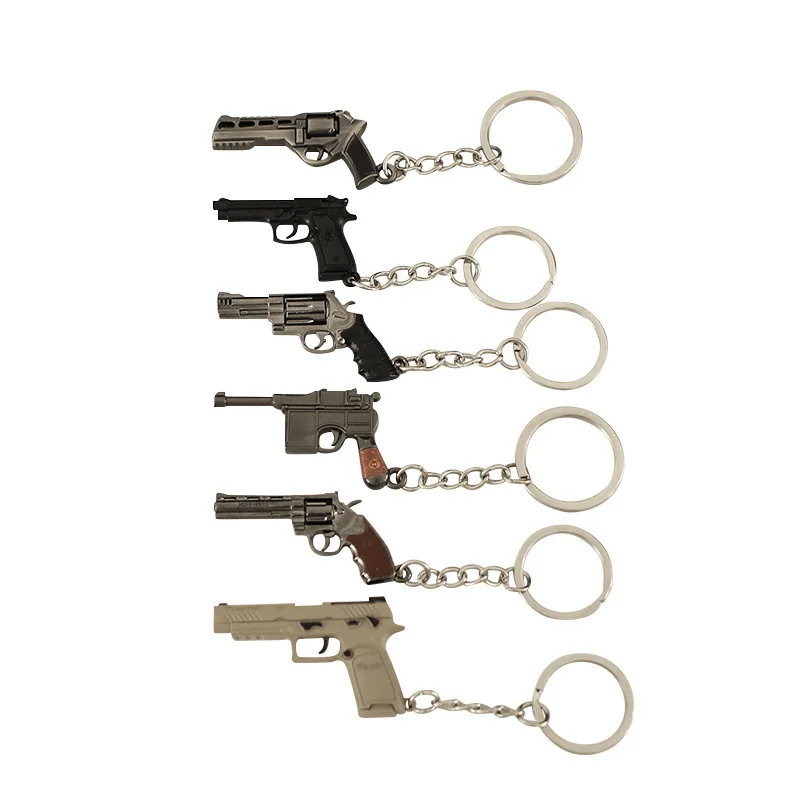 Hot Spiel Mini Gun Modell Schlüsselbund Cosplay Waffen Ttig34 M1896 M500 Colt357 Mini R45 P08 Halloween Party Dekoration Metall Geschenke