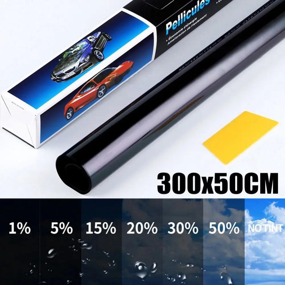 1 ม้วน 50x3m สีดํารถ Window Tint ฟิล์มสติกเกอร์แก้ว VLT 1%-50% Sun Shade Window Tinting พลังงานแสงอาทิตย์ UV ป้องกันฟอยล์สติกเกอร์ฟิล์ม