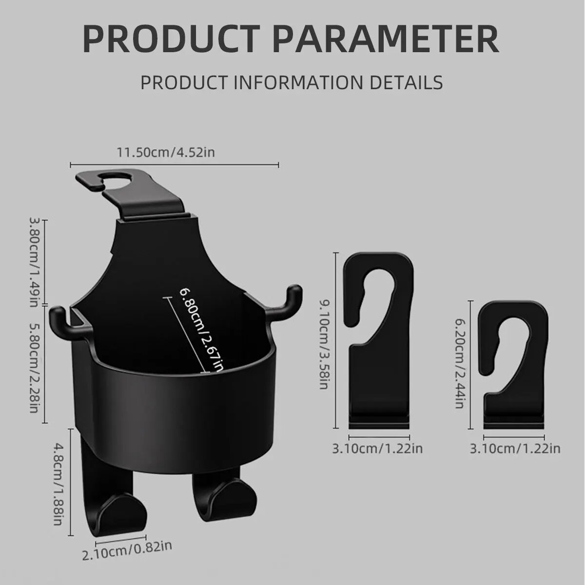 2 ชิ้นรถที่นั่ง Headrest Hook Hanger จัดเก็บ Universal พร้อมถ้วยสําหรับกระเป๋าถือ Fit Universal รถอุปกรณ์เสริม