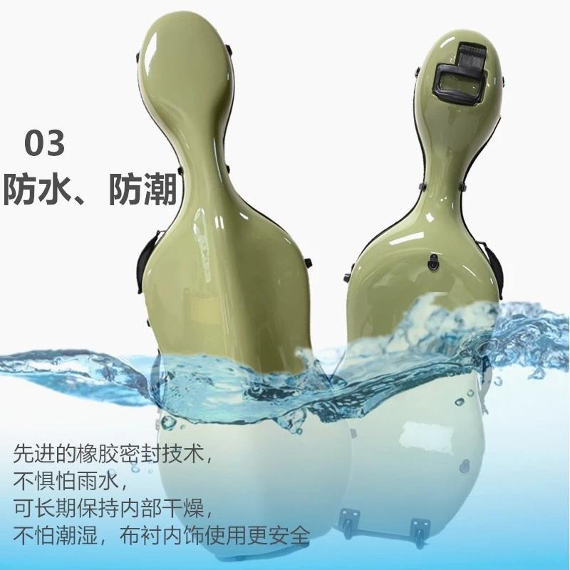 Kotak Bungkus Keras Cello 4/4 Serat Karbon Tahan Benturan Tahan Air Ransel Ringan Kuat 3.5Kg, Penyimpanan Cangkang Keras Melindungi Cello