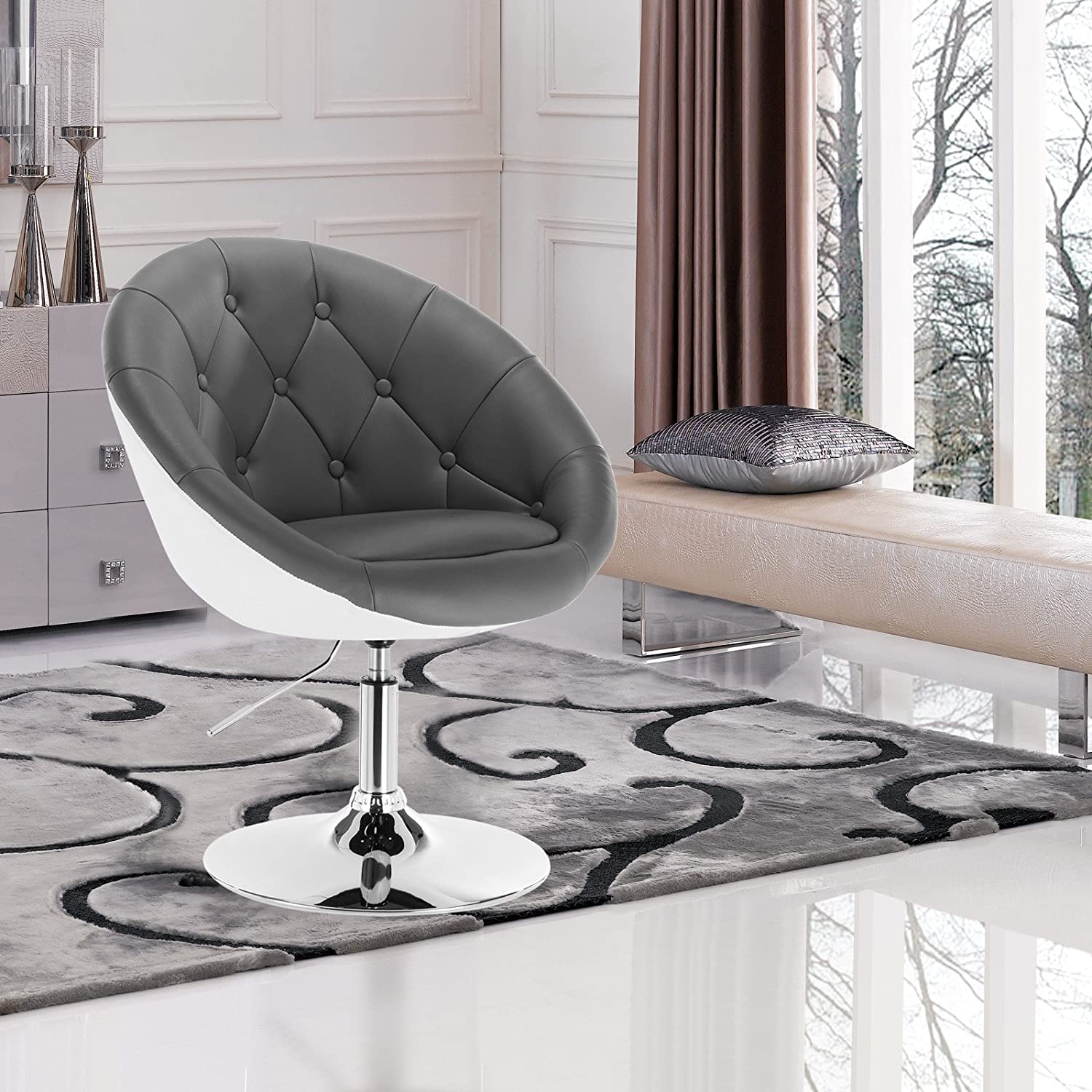 WOLTU, 1 silla de Bar giratoria, sillón con reposabrazos, altura ajustable, taburete ergonómico, silla para sala de estar y cóctel