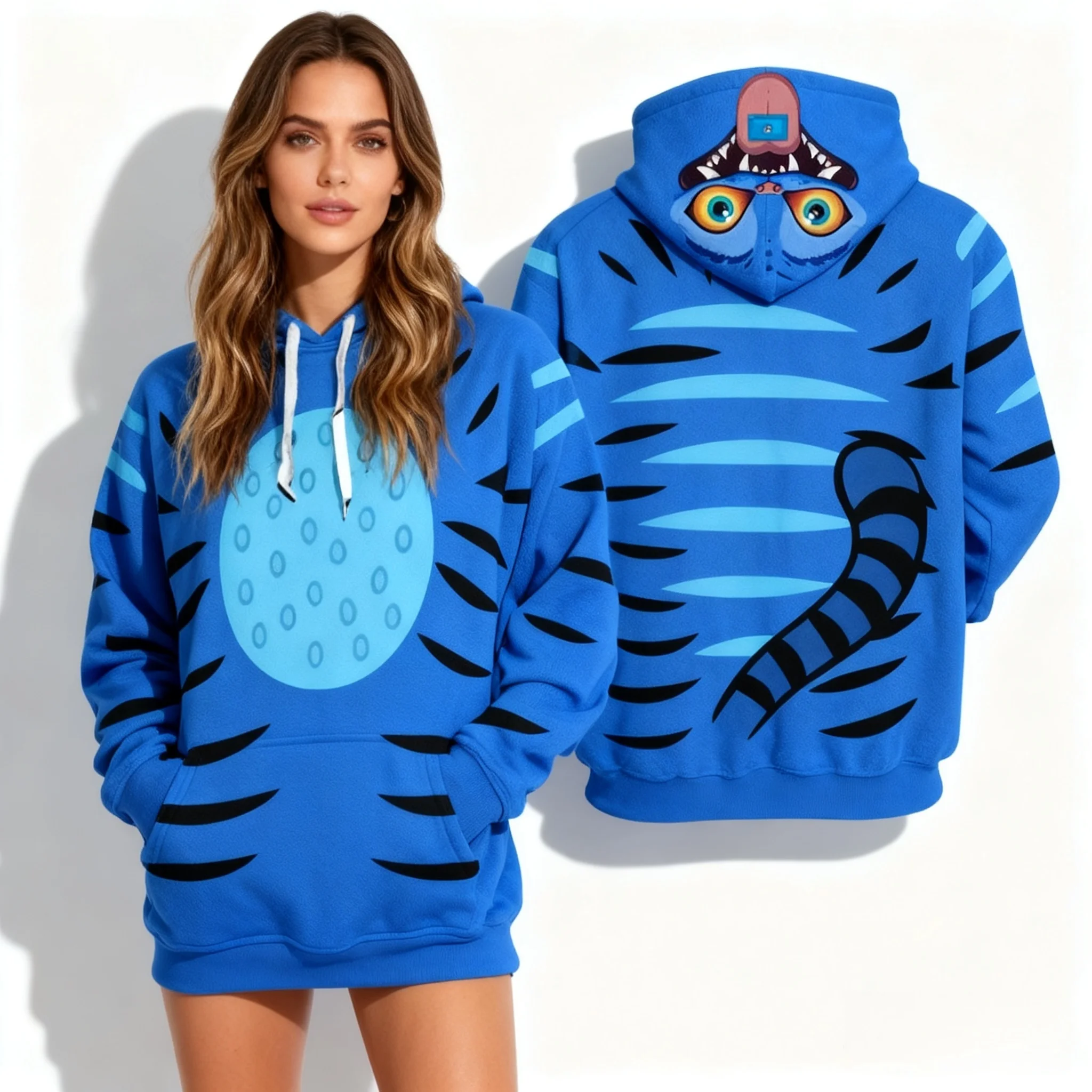 Herbst/Winter Übergroße Größe Hoodie Monster Hunt COS Koreanischen Stil Amerikanischen Trendy 3D Gedruckt Große Erwachsene frauen Kleidung