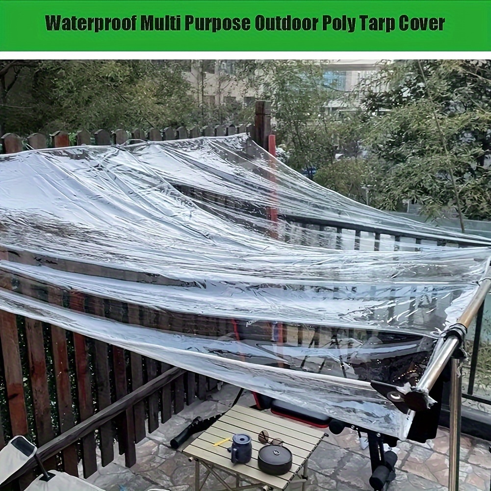 1 Thickeneded Transparent Waterproof Tarp with a Sealing Ring - for Camping Sunshade, Courtyard Wind Protection, and Doghouse Rain