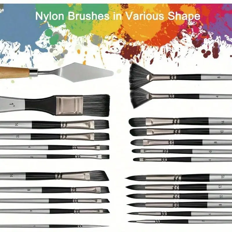 Penselen, acrylverfpenselen, penselenset van 24 stuks voor acrylverf, olieverf, aquarel
