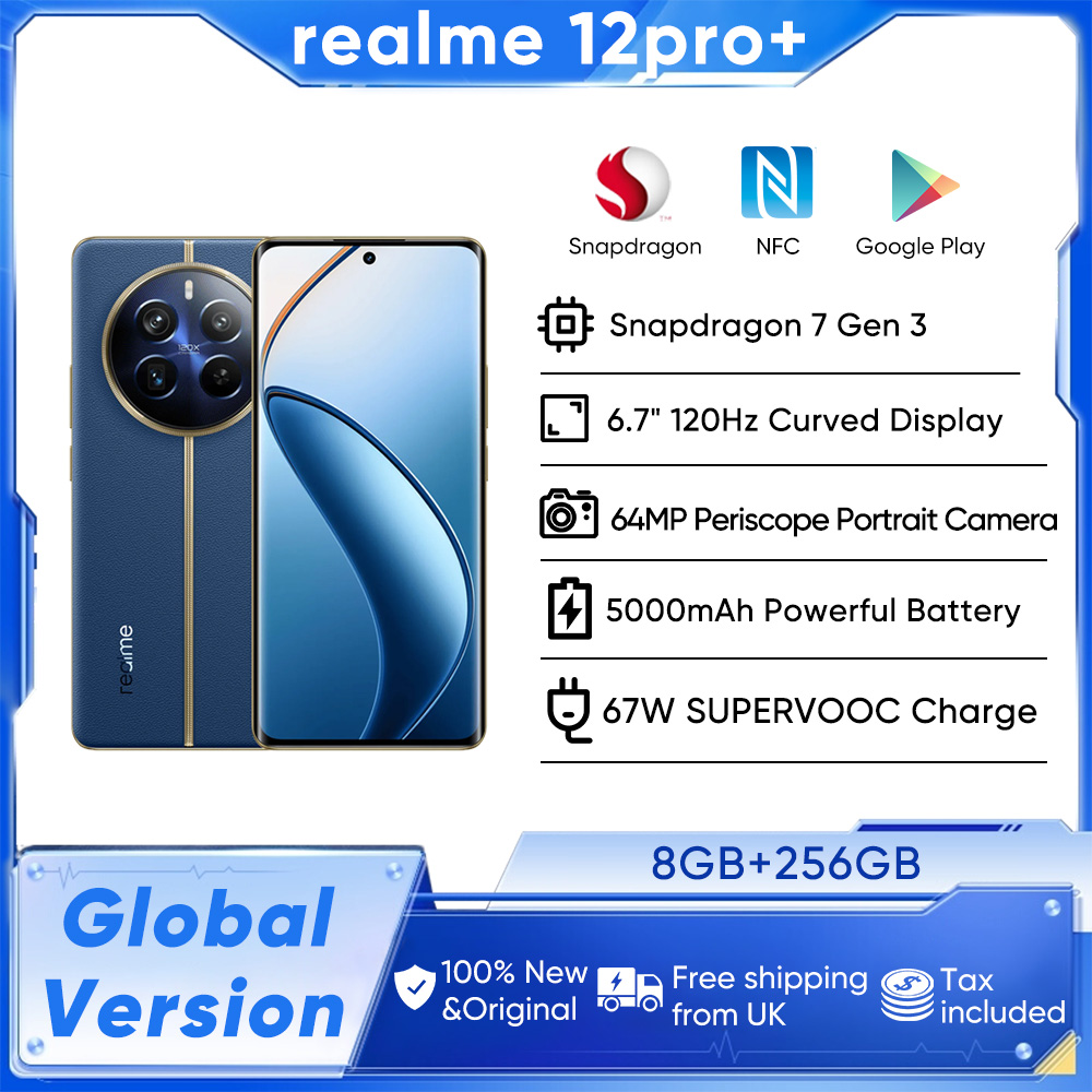 Global Version realme 12 Pro Plus 12 Pro+ 5G Smartphone 64MP Periscope Portrait Camera Snapdragon 7s Gen 2 120Hz Display 67W SUP