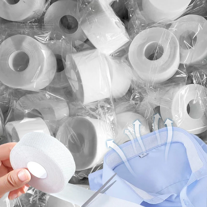 Adesivos autoadesivos para colarinho, 8/40m, descartáveis, mulheres, homens, chapéu, camisa, forro de pescoço, almofadas, fita transparente, absorvente, remoção de suor