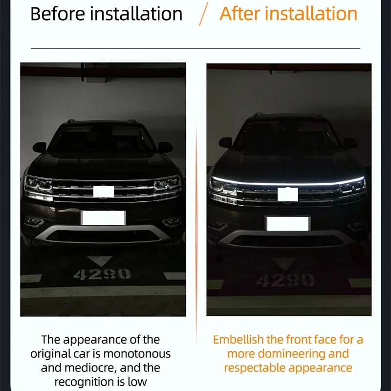 120 ซม.LED Daytime Running Light Scan ราคาเริ่มต้นที่รถ Hood ไฟตกแต่ง DRL Auto Engine Hood ท่องเที่ยวตกแต่ง Ambient โคมไฟ 12V