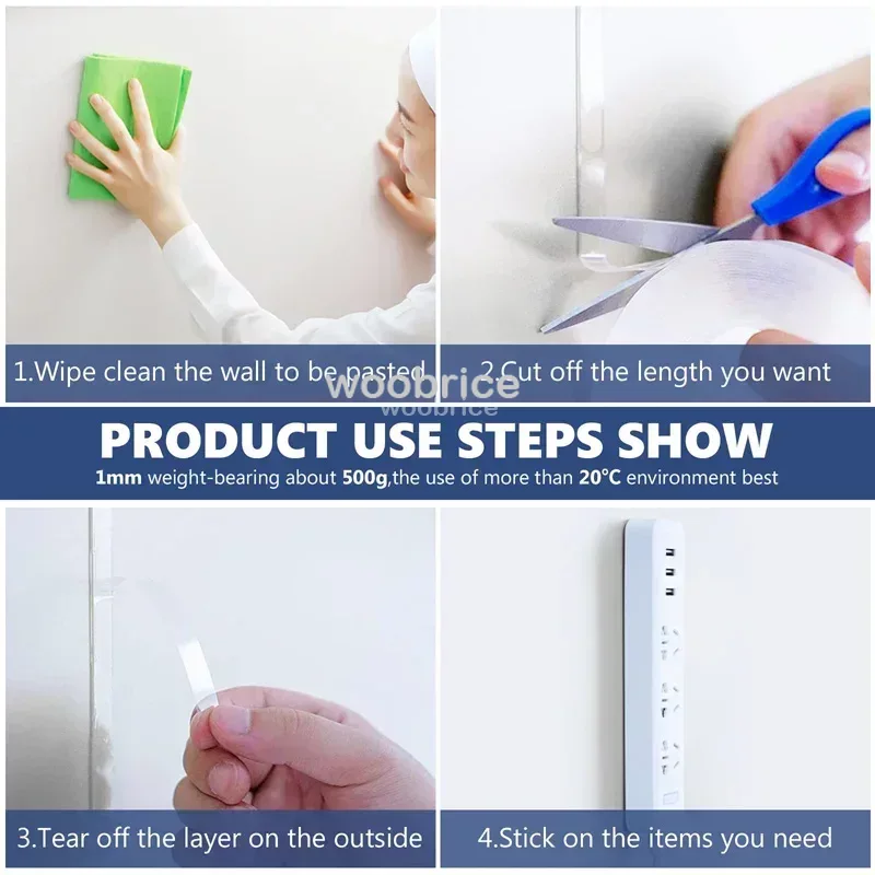 5m 3m Super Strong Double Sided Adhesive Tape Car Bedroom Kitchen Bathroom Outdoor Living Room Double-sided Tape Extra Strong