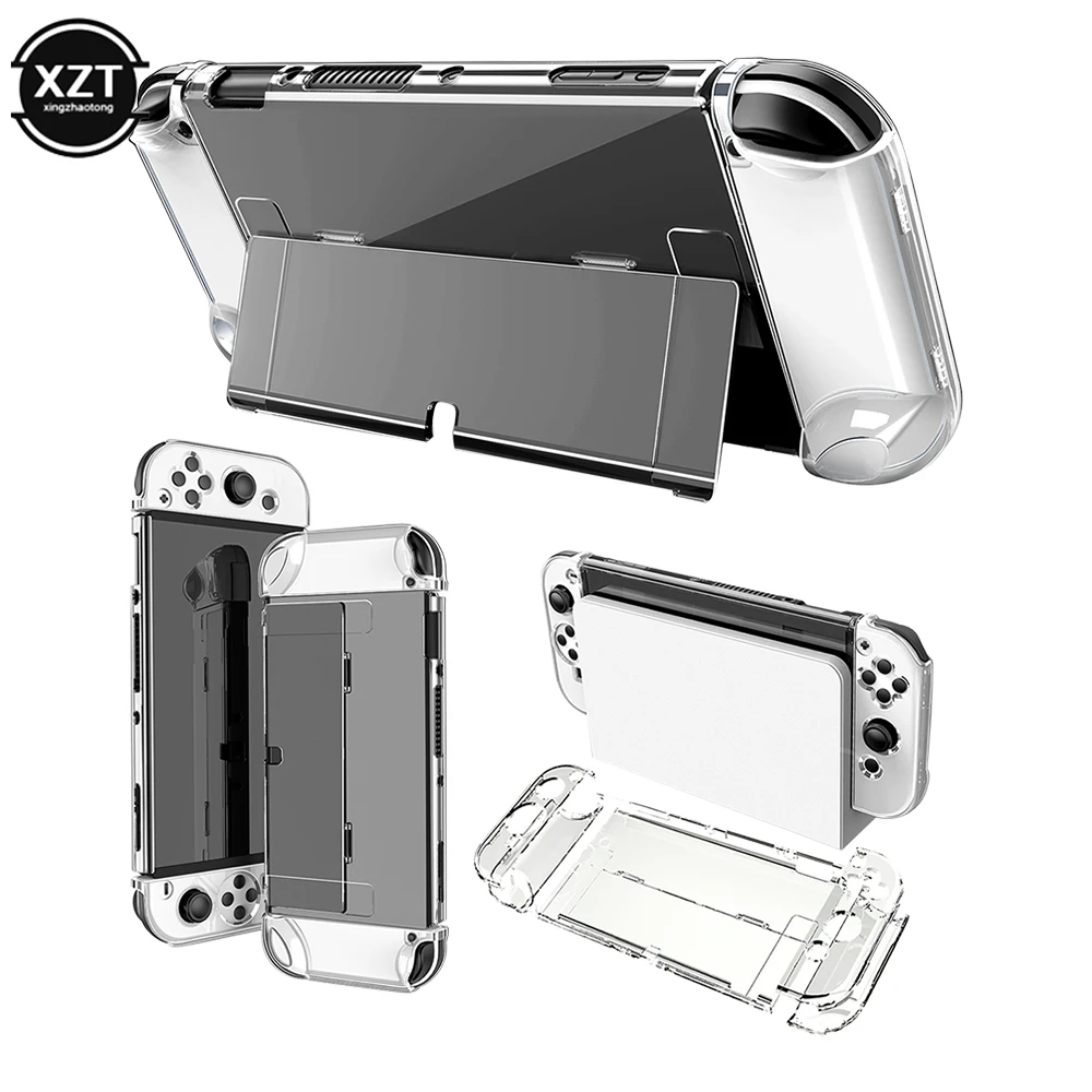 Funda transparente de cristal para Nintendo Switch OLED, funda rígida transparente acoplable para accesorios de consola Switch OLED