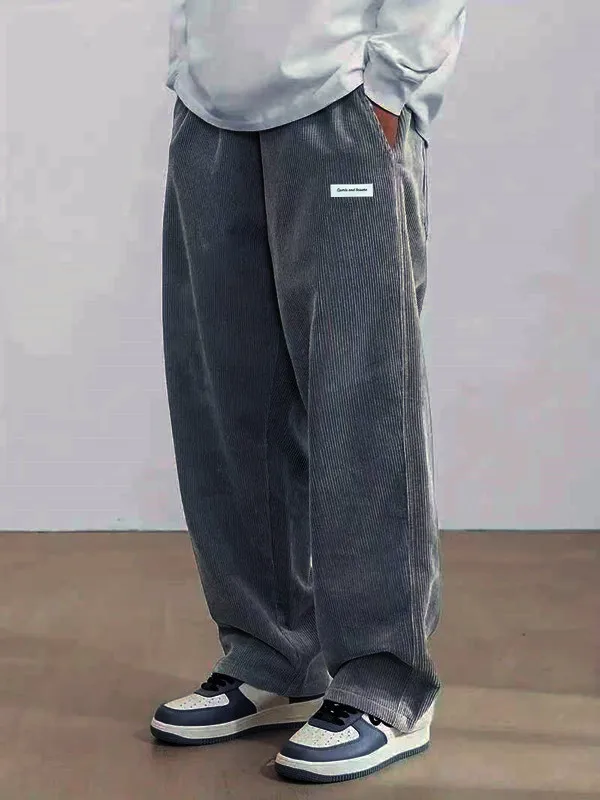Herren-Cordhose, lockere europäische Größe, hängende, multifunktionale, lässige Hose mit geradem Bein, geeignet für die tägliche Reise