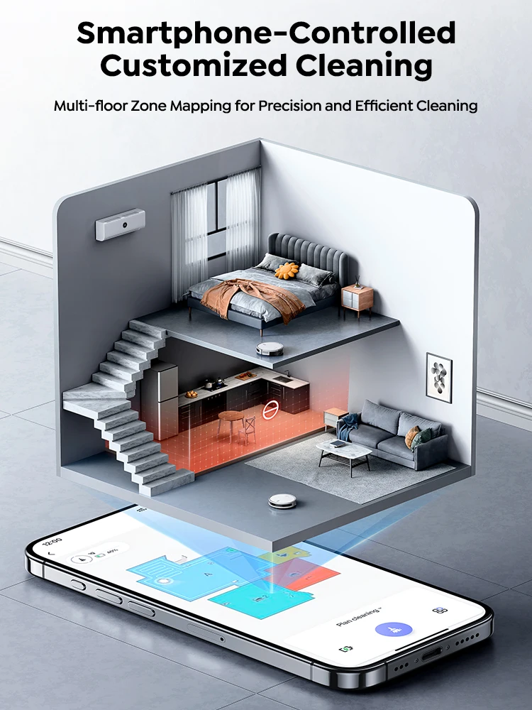 Laresar L10 Aspirateur Robot SoF LiDAR 6500Pa 150min Sans Fil Contrôle par APP Intelligent LDS Nettoyage Planifié des Sols et Tapis