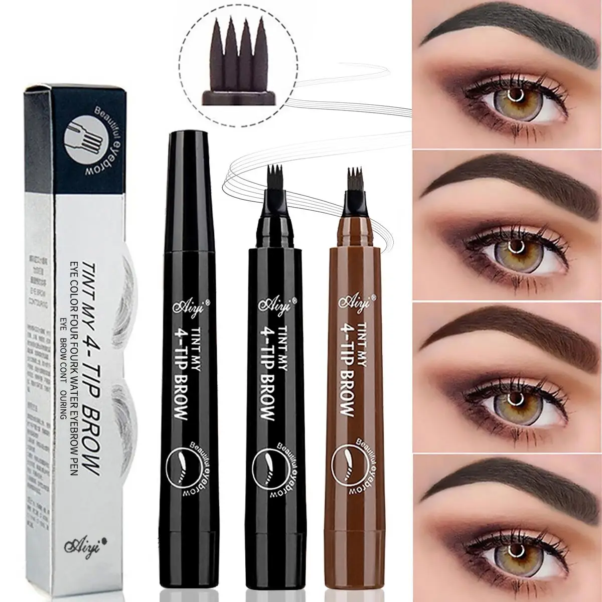 Eyebrows Pen Eyebrow Tattoo Waterproof Liquid Black Eye Brow Makeup Pencil Microblading