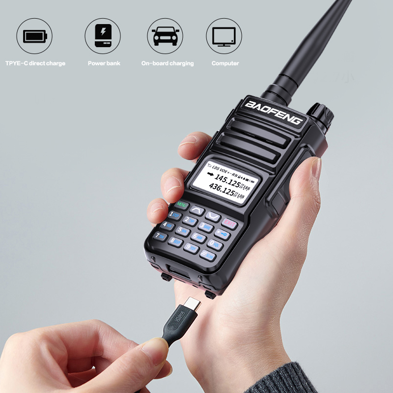 Baofeng-potente transceptor de mano con banda dual UHF VHF, radio amateur, UV-U13 de dos vías, carga directa tpye-c, UV-5R