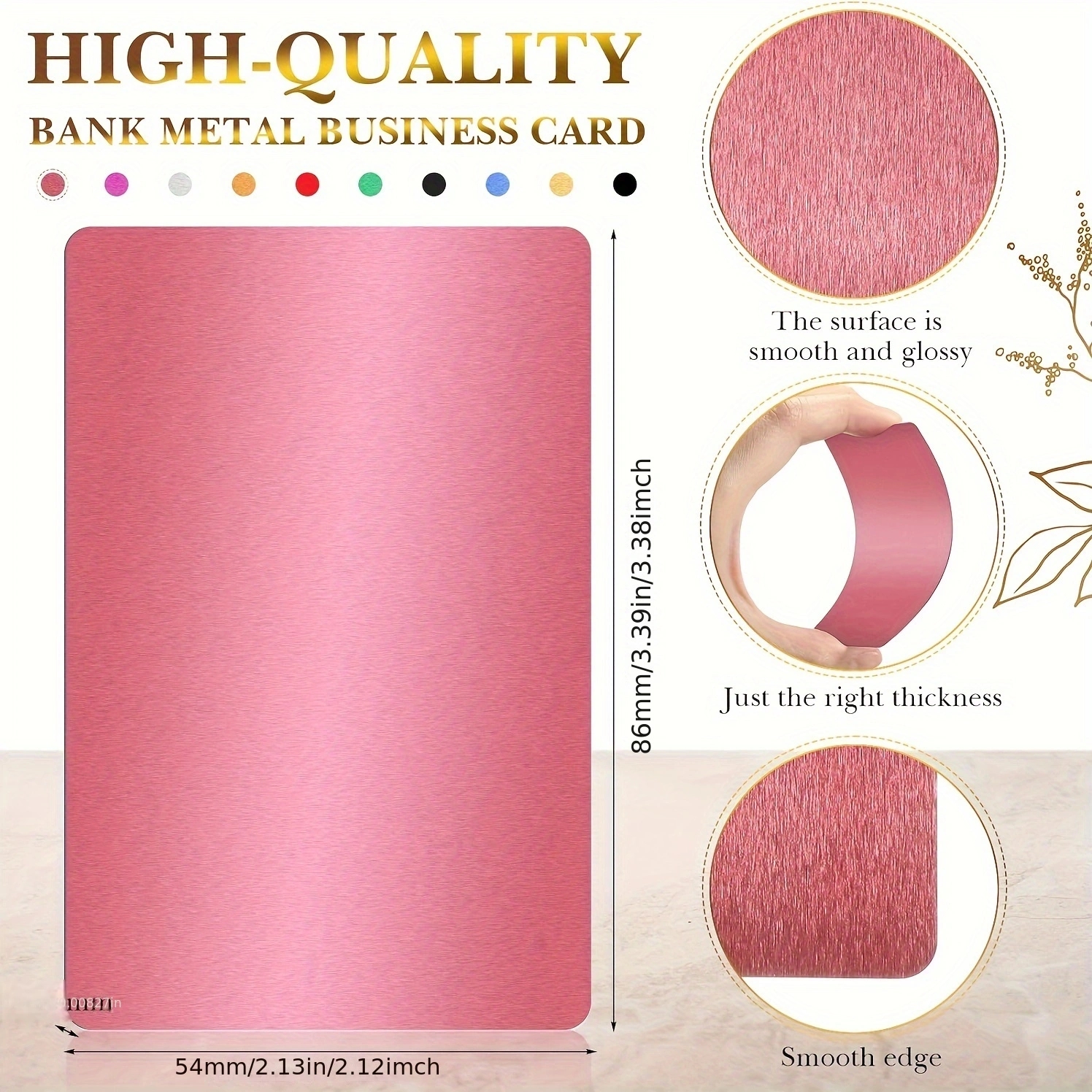 50 ピース/セットポータブル金属名刺カラー仕上げアルミブランクレーザー彫刻カード特別なロゴ印刷事務用品