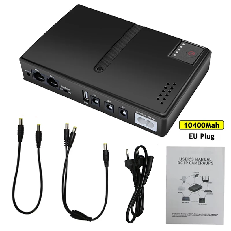 光キャットモニターバックアップ、無停電電源充電器、携帯電話UPS、AC85-265V、dc1018pルーター、5v、9v、12v、10400mah