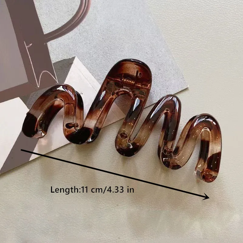 Feminino ondulado alto brilhante âmbar marrom 11cm/4.33in grande clipe de cabelo de plástico leve elegante e minimalista acessórios de cabelo