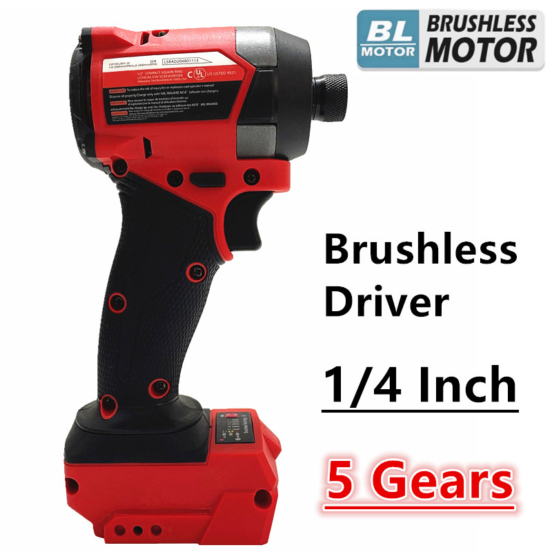 Бесщеточная электрическая отвертка с 5 передачами, 1/4 дюйма, шестигранная ударная дрель с высоким крутящим моментом, ремонт для аккумулятора Milwaukee 18 В