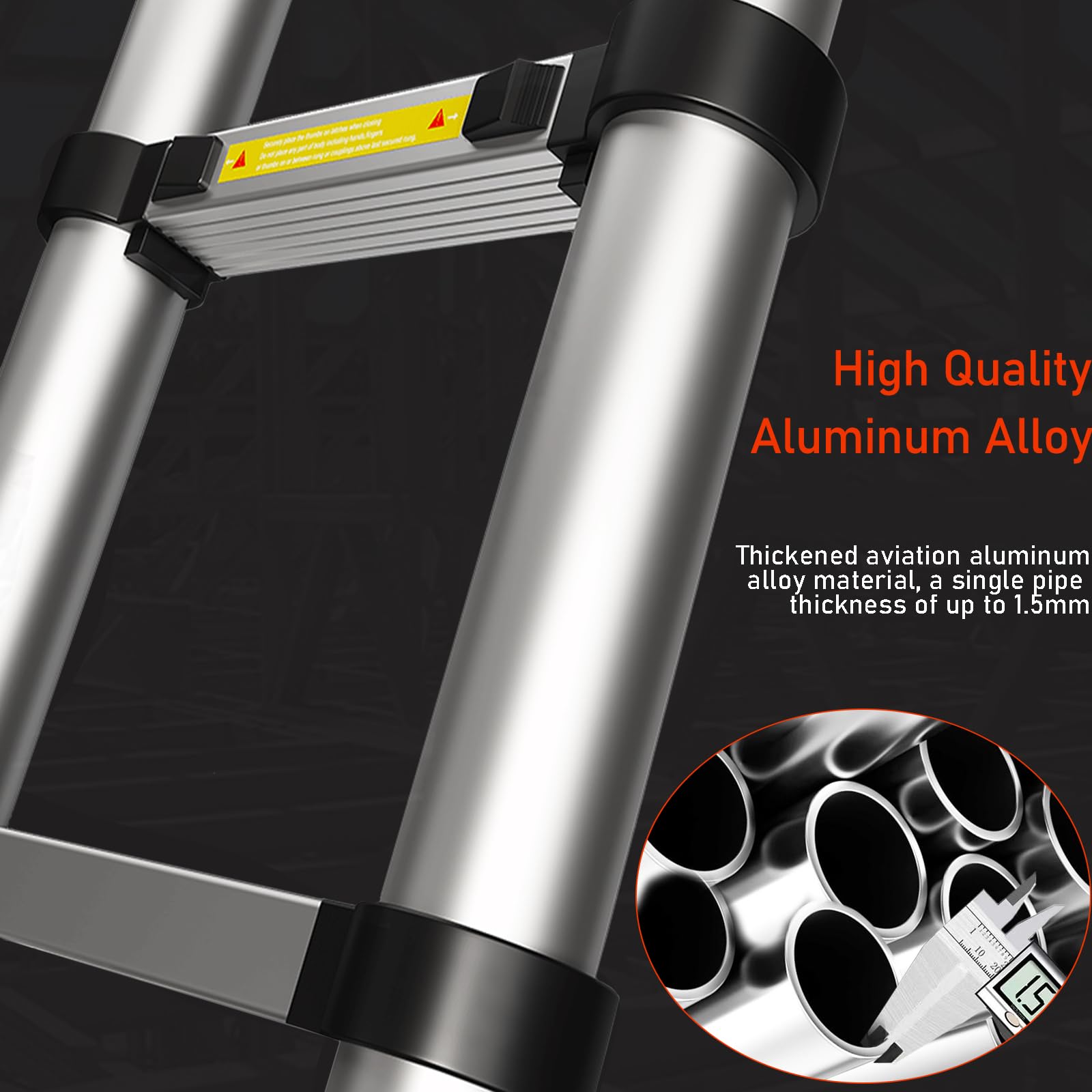 3.8m 13-Step Aluminum Alloy Telescopic Ladder Non-Slip Feet Household Outdoor Work Structure Extension Step Folding Ladder