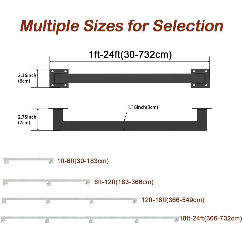 White Industrial Iron Hand Railing, Wall Support Handle for Indoor Stairs & Outdoor Decks, Non-Slip & Rust-Resistant