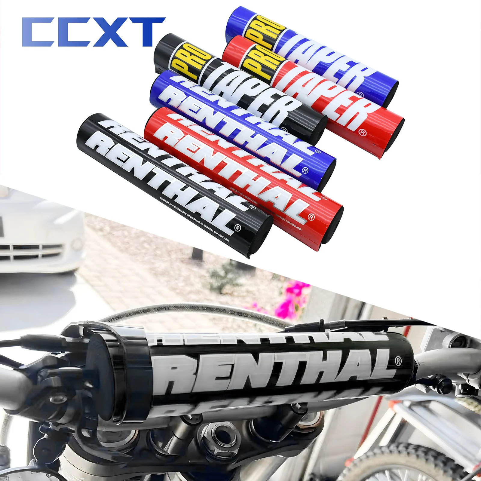 Almohadillas de manillar de barra transversal para motocicleta Renthal Pro, 7/8 ", 25cm, para ATV, Honda, Yamaha, Kawasaki, KTM, Suzuki, Mini bicicleta Universal