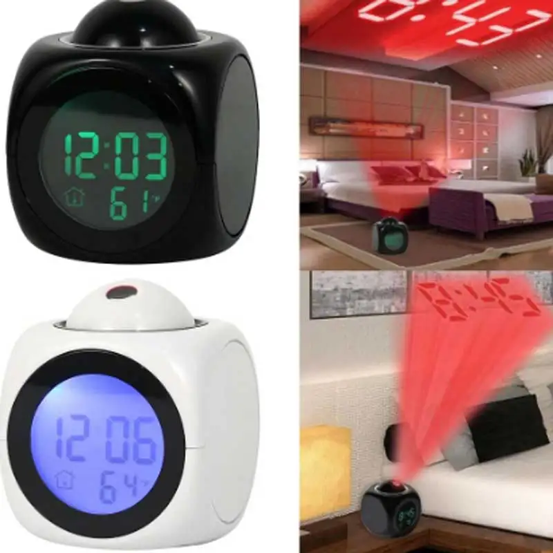 Multi-Function PROJECTION CHIME CLOCK ไฟ LED PROJECTION นาฬิกาปลุก Voice CHIME CLOCK นาฬิกาฉายภาพดิจิตอล