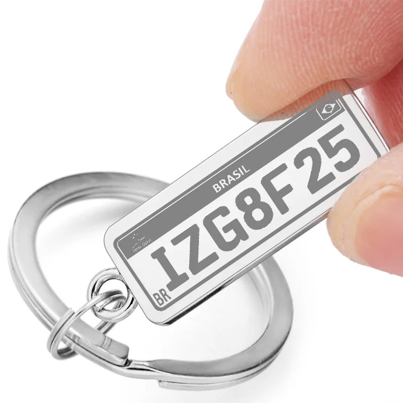 Chaveiros personalizados placa de identificação do carro chaveiro encantos para homens mulheres casal amante presente metal chaveiro anel titular p009
