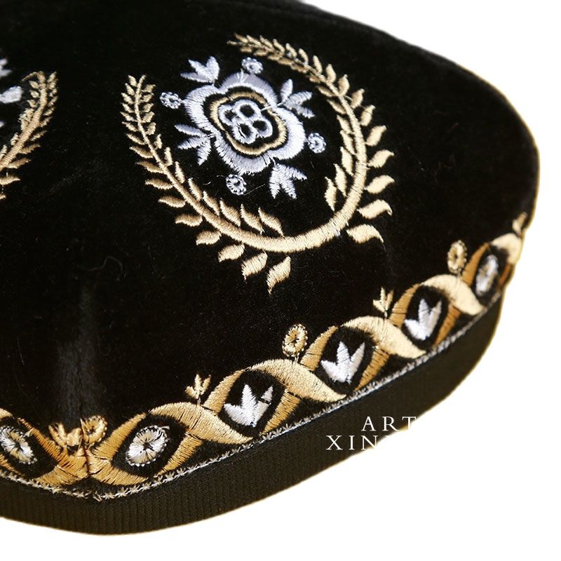 男性のためのイスラム教徒のキャップ,ミドル丈の祈りの帽子,手刺繍のkufi,イスラムのヒジャーブ,アラビア語,ジュエリー,結婚披露宴,4層