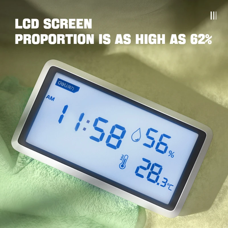 Electronic Temperature Humidity Meter - LCD Digital Clock Thermometer Hygrometer, Wall-Mounted High Precision Indoor Home Use