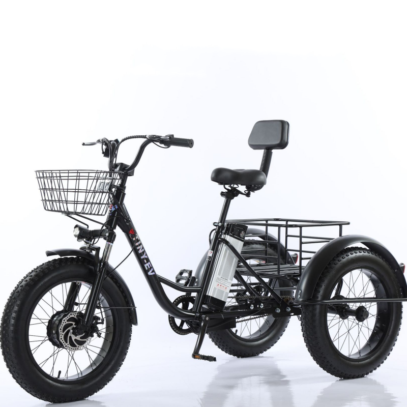 20 Polegada bicicleta elétrica gorda triciclo elétrico de 3 rodas com assento do passageiro para adulto 48v 500w poderosa bateria de lítio removível