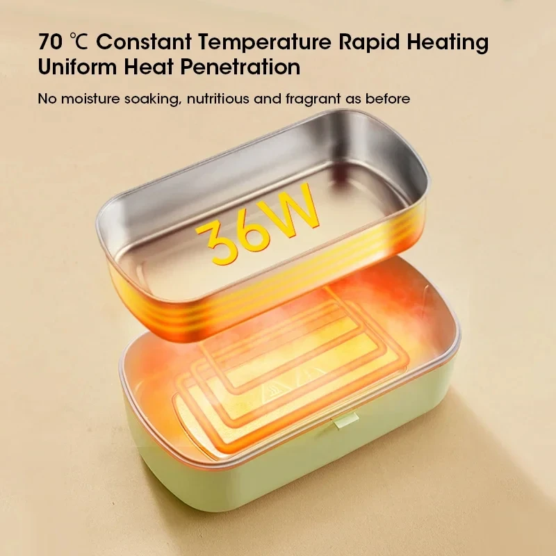 Fiambrera eléctrica, calentador de alimentos portátil, caja Bento sin agua, calentador de alimentos de acero inoxidable, fiambrera de comida para oficina, calentador eléctrico